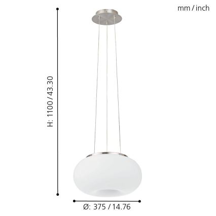 Eglo - LED RGB Stmievateľný luster na lanku OPTICA-C LED/21W/230V pr. 37,5 cm