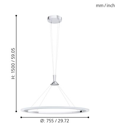 Eglo - LED RGB Stmievateľný luster na lanku HORNITOS-C LED/37W/230V + DO