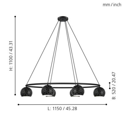 Eglo - Luster na lanku 6xE14/40W/230V