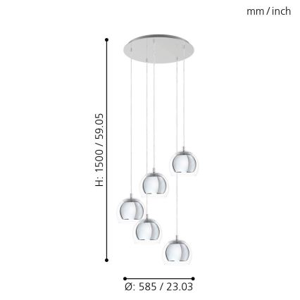 Eglo - Luster na lanku 5xE27/28W/230V