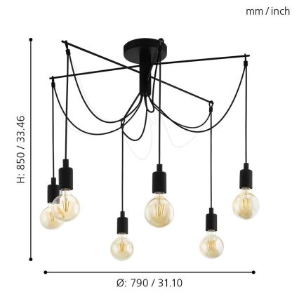 Eglo - Luster na lanku 6xE27/60W/230V pavúk