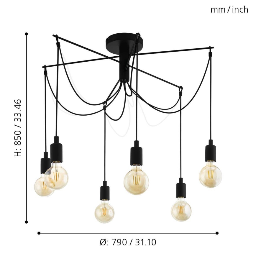 Eglo - Luster na lanku 6xE27/60W/230V pavúk