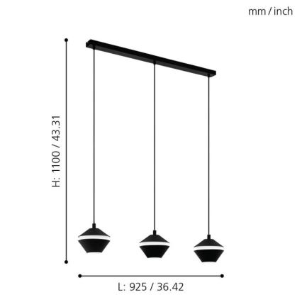 Eglo - LED Luster na lanku 3xGU10/5W/230V