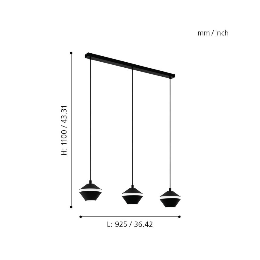 Eglo - LED Luster na lanku 3xGU10/5W/230V