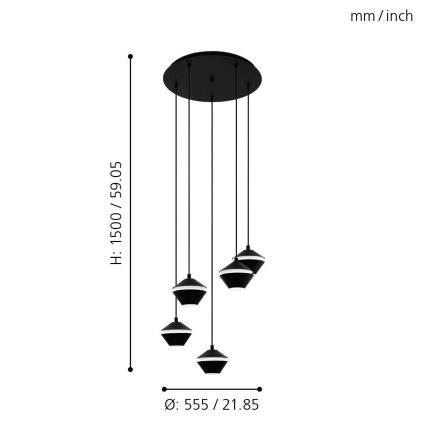 Eglo - LED Luster na lanku 5xGU10/5W/230V