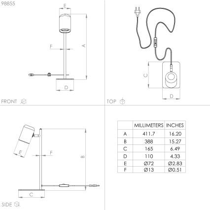 Eglo - LED Stolná lampa 1xGU10/4,5W/230V čierna