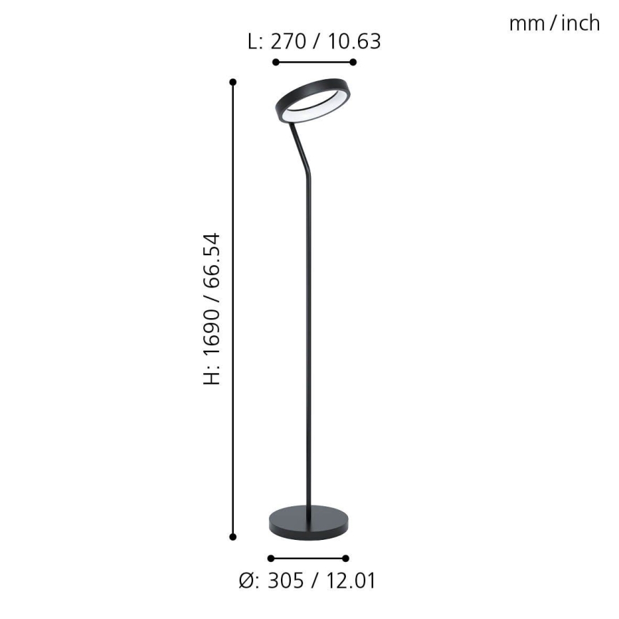 Eglo - LED RGB Stmievateľná stojacia lampa MARGHERA-C LED/16W/230V