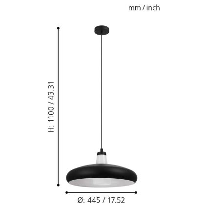 Eglo - LED RGB Stmievateľný luster na lanku TABANERA-C 1xE27/9W/230V