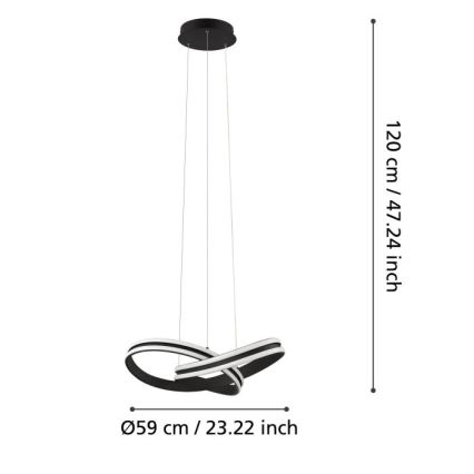 Eglo - LED Luster na lanku 2xLED/18W/230V