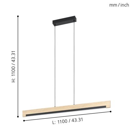 Eglo - LED Stmievateľný luster na lanku LED/25,5W/230V