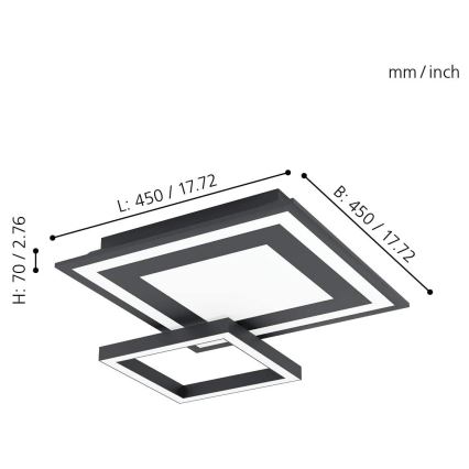 Eglo - LED RGB Stmievateľné stropné svietidlo SAVATAEILA-C LED/20W/230V