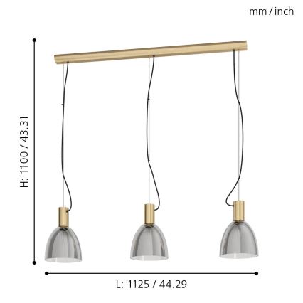 Eglo - Luster na lanku 3xE27/40W/230V