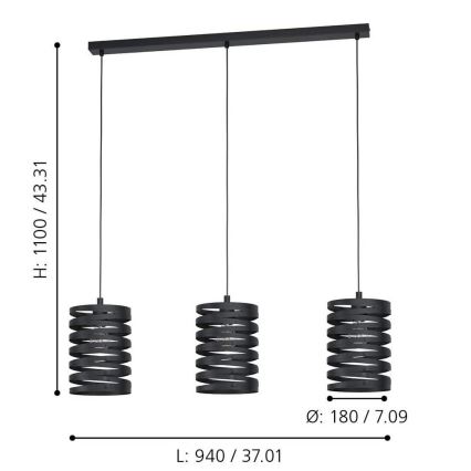 Eglo - Luster na lanku 3xE27/40W/230V