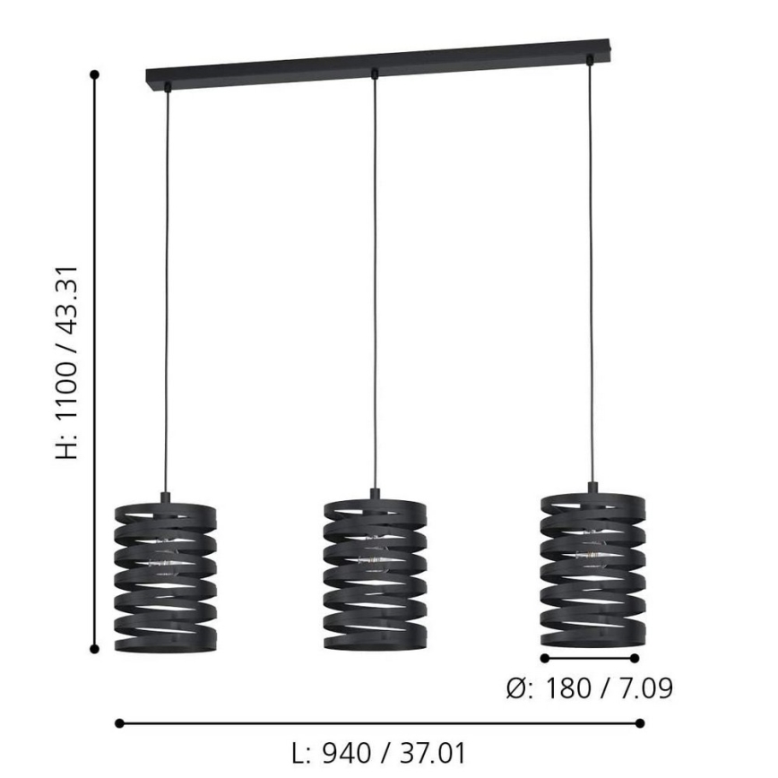 Eglo - Luster na lanku 3xE27/40W/230V