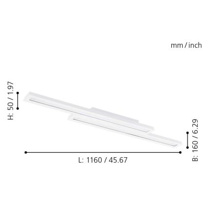 Eglo - LED RGB Stmievateľné stropné svietidlo SALITERAS-C 2xLED/10W/230V