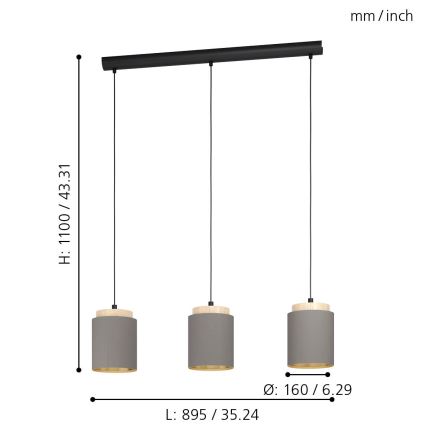 Eglo - Luster na lanku 3xE27/40W/230V