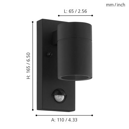 Eglo - LED Vonkajšie nástenné svietidlo so senzorom 1xGU10/3W/230V IP44