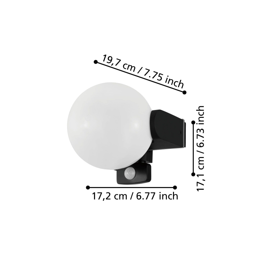 Eglo 99573 - Vonkajšie nástenné svietidlo so senzorom RUBIO 1xE27/15W/230V IP44