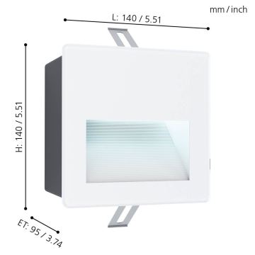 Eglo - LED Vonkajšie zápustné svietidlo LED/3,7W/230V IP65 biela
