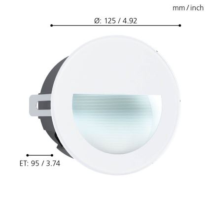 Eglo - LED Vonkajšie zápustné svietidlo LED/2,5W/230V IP65 biela