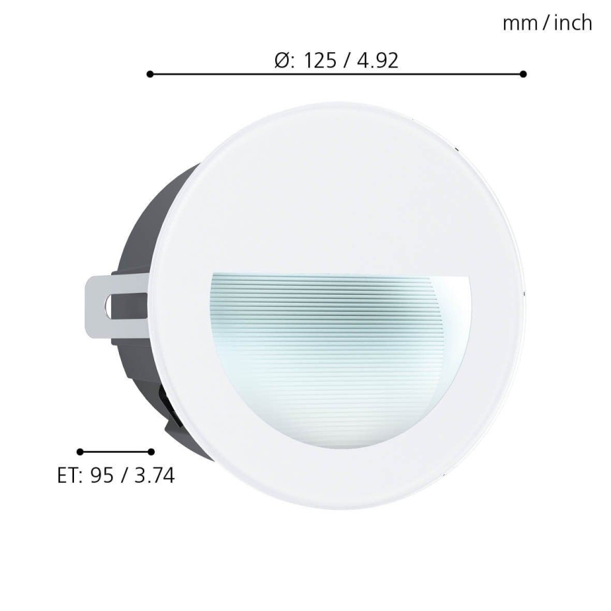 Eglo - LED Vonkajšie zápustné svietidlo LED/2,5W/230V IP65 biela