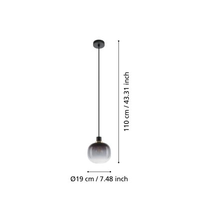 Eglo - Luster na lanku 1xE27/40W/230V šedá