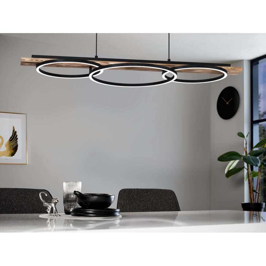 Eglo - LED Stmievateľný luster na lanku 2xLED/12,5W/230V+1xLED/15,5W 3000K hnedá/čierna