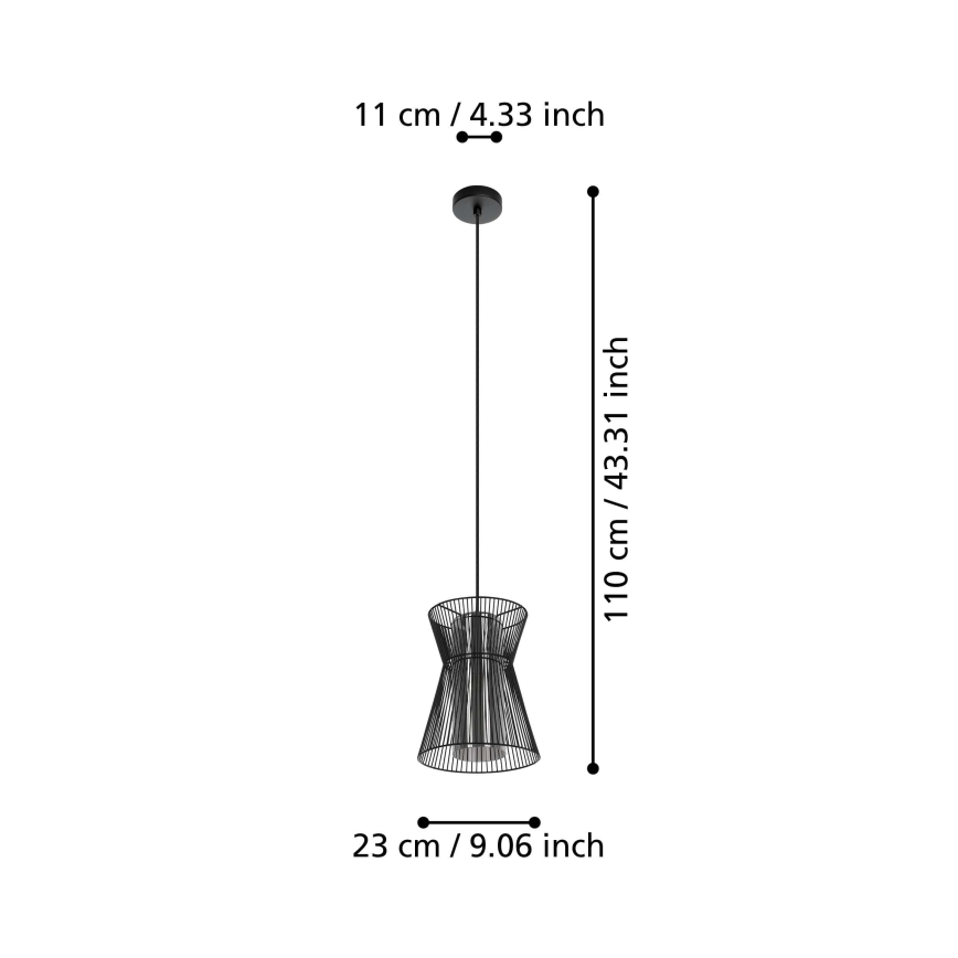 Eglo - Luster na lanku 1xE27/40W/230V čierna