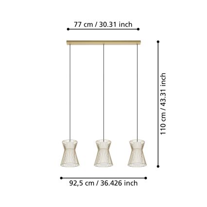 Eglo - Luster na lanku 3xE27/40W/230V zlatá