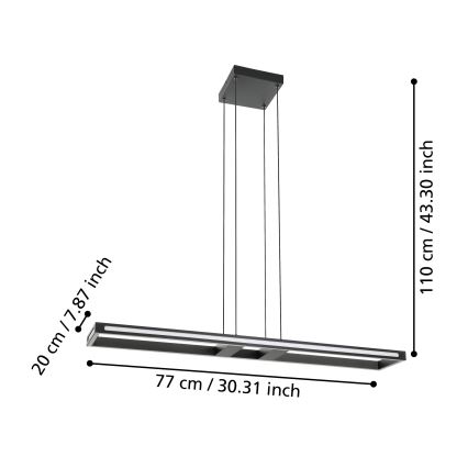 Eglo - LED Stmievateľný luster na lanku LED/33W/230V 2700-6500K