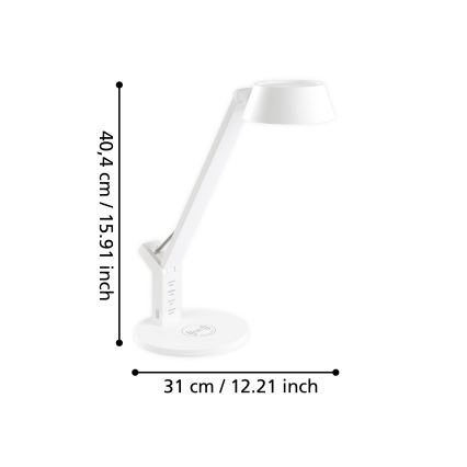 Eglo - LED Stmievateľná dotyková stolná lampa s bezdrôtovým nabíjaním LED/4,8W/230V biela