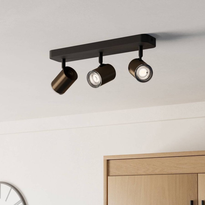 Eglo - Kúpeľňové bodové svietidlo 3xGU10/5W/230V IP44 čierna/hnedá