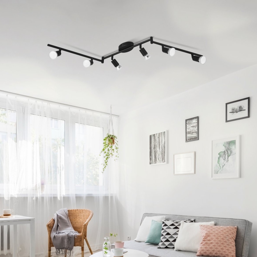 Eglo - LED Bodové svietidlo 6xGU10/2,8W/230V 3000K čierna