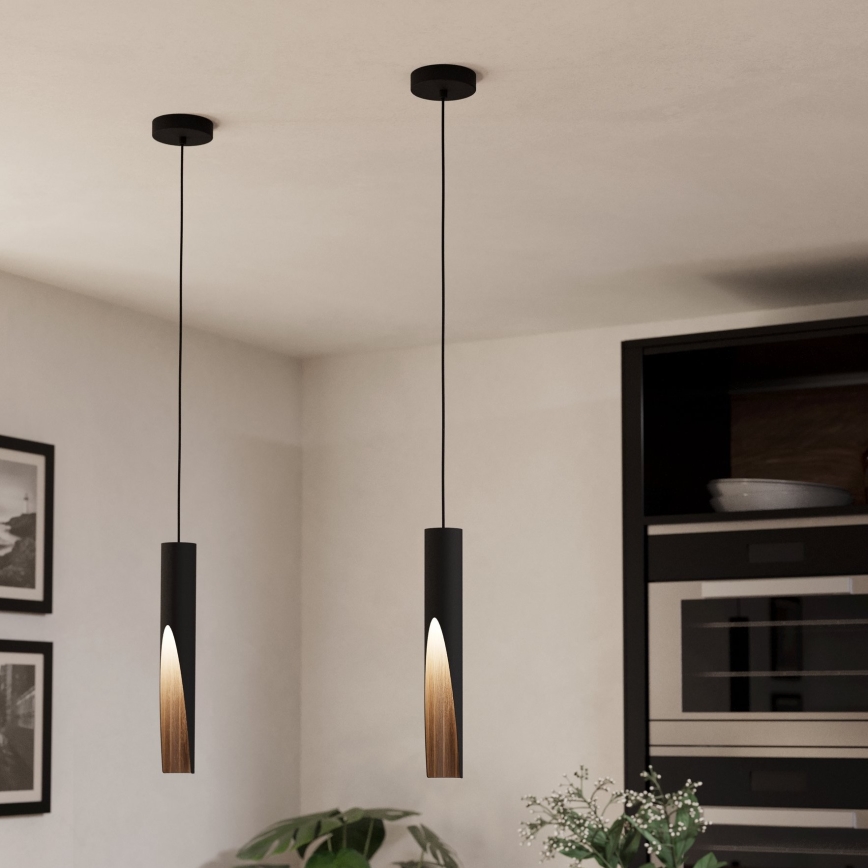 Eglo - LED Luster na lanku 1xGU10/4,5W/230V 3000K čierna/hnedá