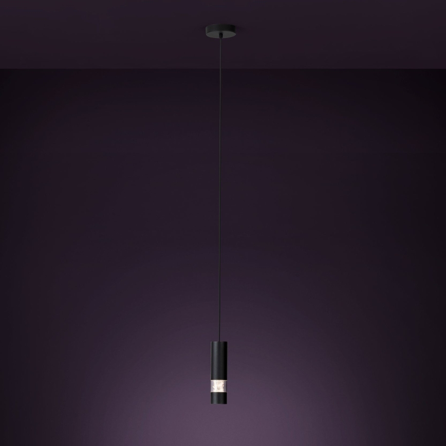 Eglo - LED Luster na lanku 1xGU10/4,6W/230V čierna