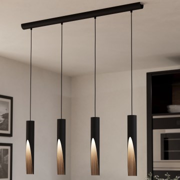 Eglo - LED Luster na lanku 4xGU10/4,5W/230V 3000K čierna/hnedá