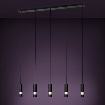 Eglo - LED Luster na lanku 5xGU10/4,6W/230V čierna