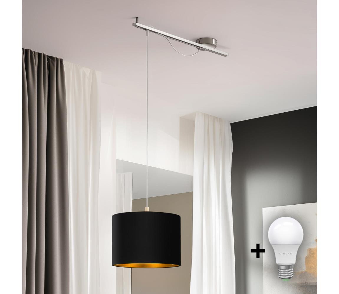 Eglo - LED Luster na lanku CALCENA 1xE27/60W/230V chróm/čierna