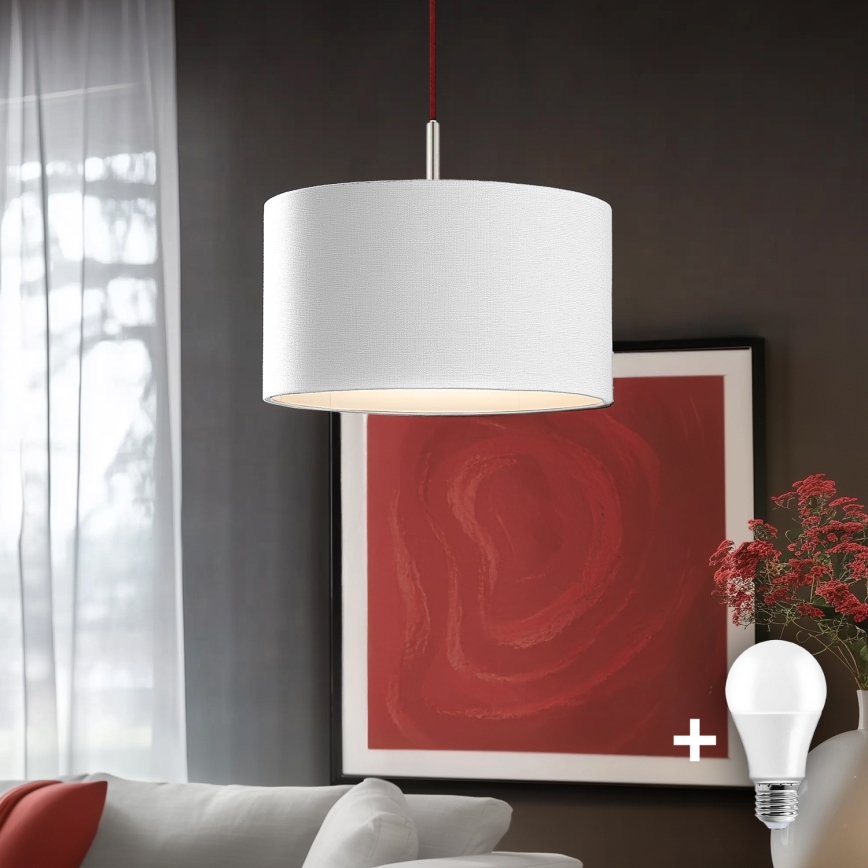Eglo - LED  Luster na lanku TUNJA 1xE27/60W/230V biela
