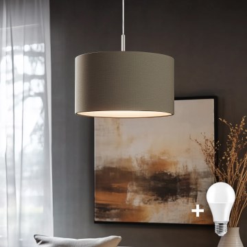 Eglo - LED Luster na lanku TUNJA 1xE27/60W/230V taupe