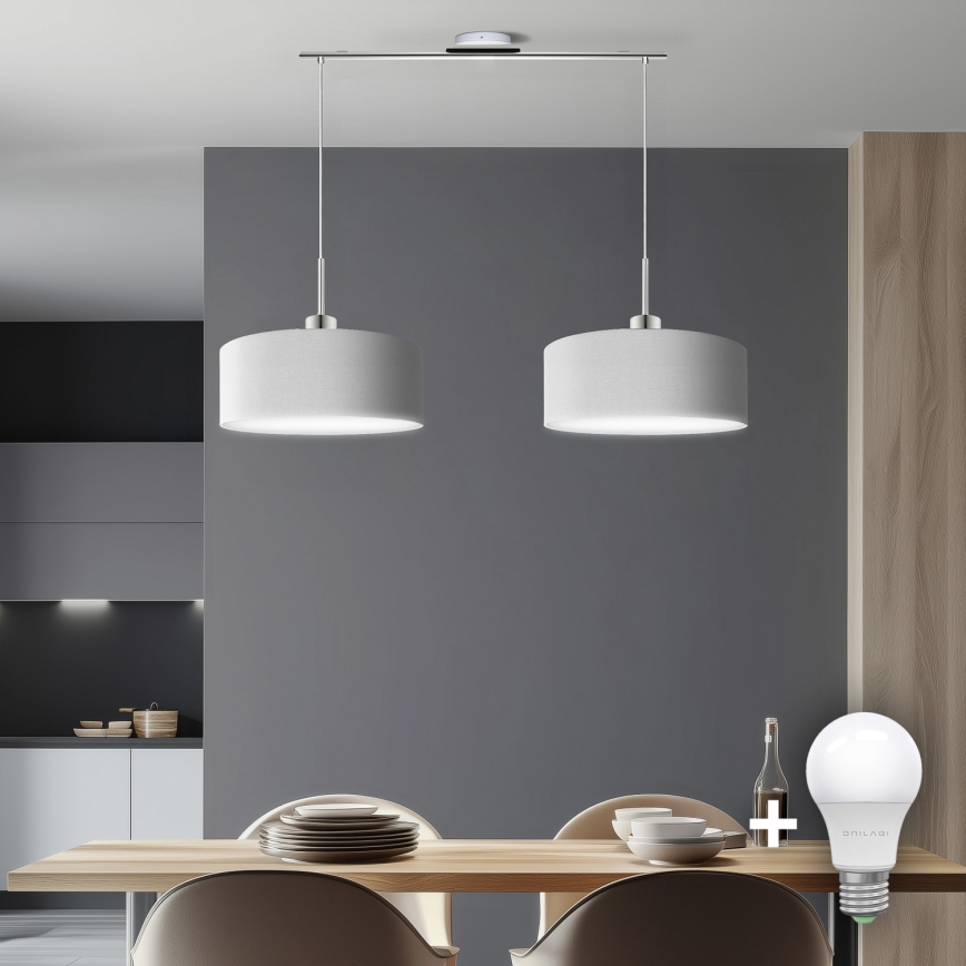 Eglo - LED  Luster na lanku TUNJA 2xE27/60W/230V biela
