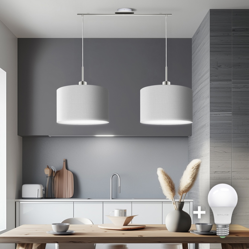 Eglo - LED  Luster na lanku TUNJA 2xE27/60W/230V biela