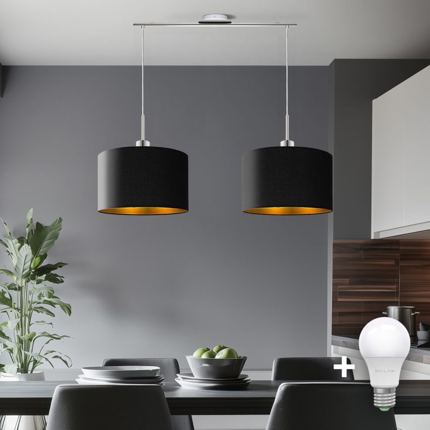 Eglo - LED  Luster na lanku TUNJA 2xE27/60W/230V čierna