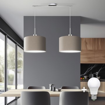 Eglo - LED  Luster na lanku TUNJA 2xE27/60W/230V taupe