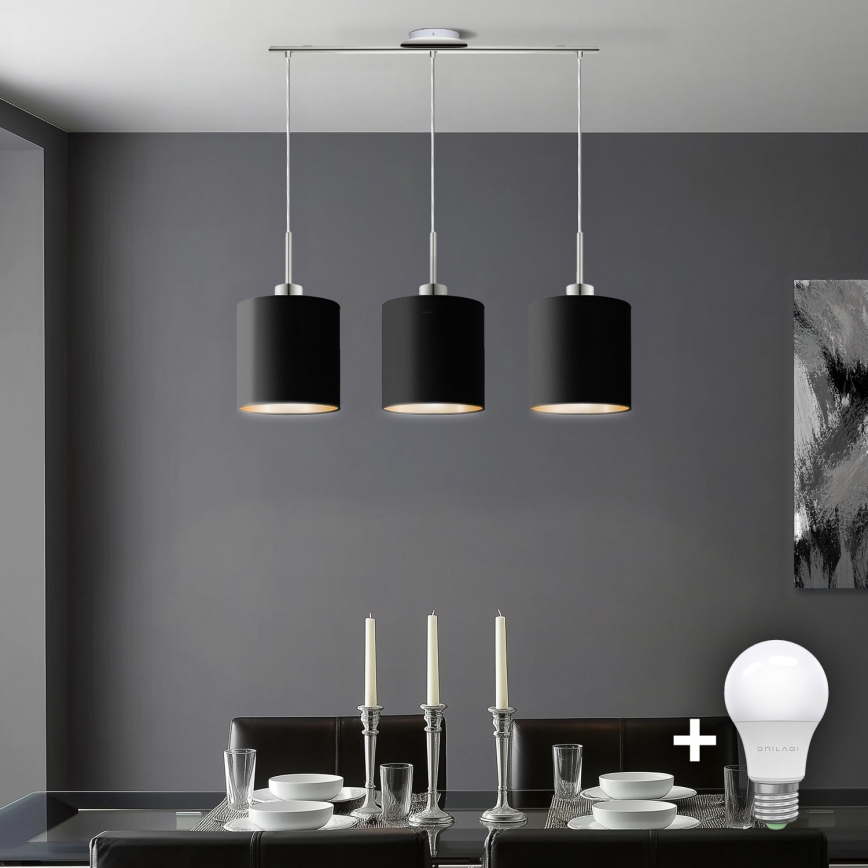 Eglo - LED  Luster na lanku TUNJA 3xE27/60W/230V čierna