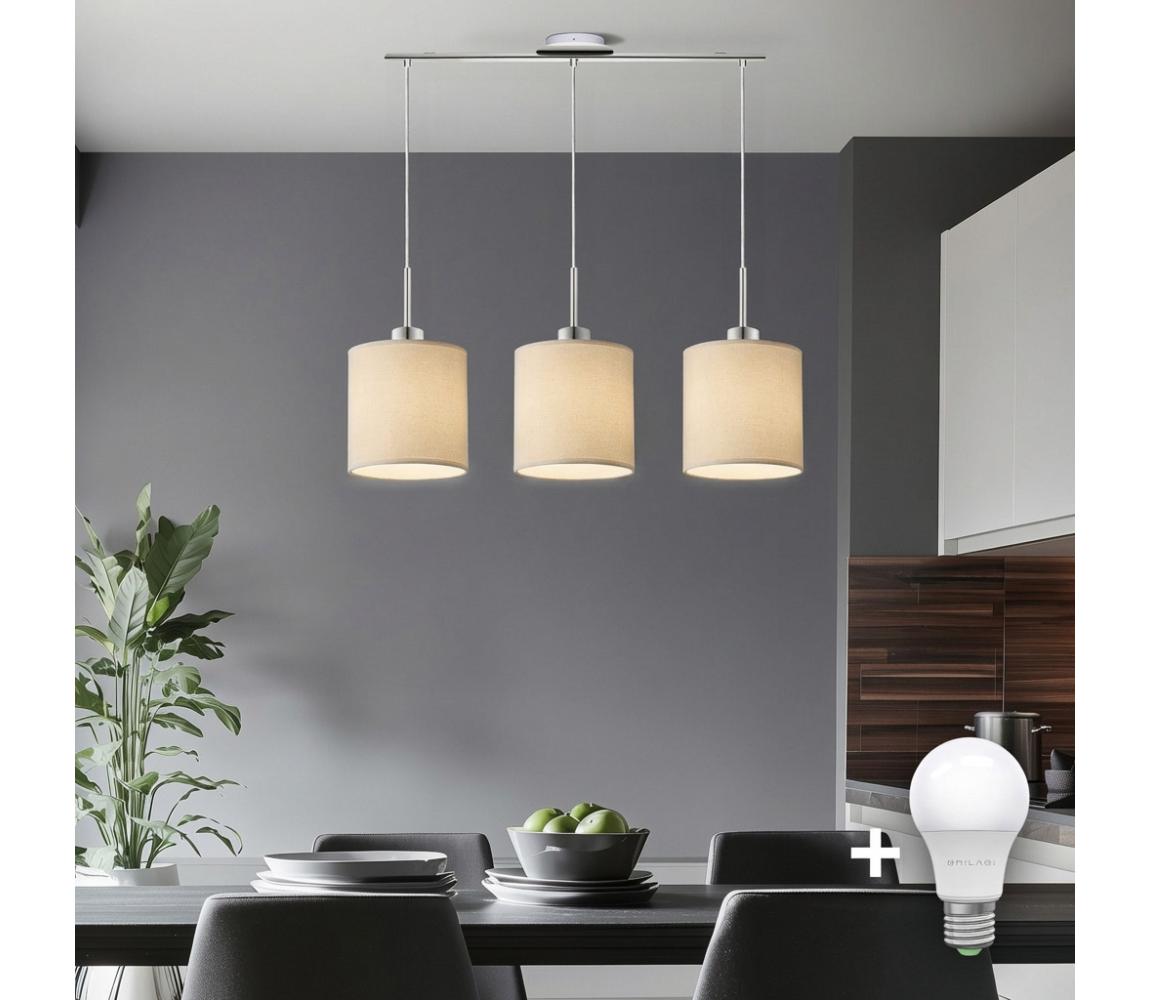 Eglo - LED luster na lanku TUNJA 3xE27/60W/230V krémový 1xEG32521+3xEG32912