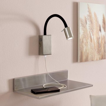 Eglo - LED Nástenné bodové svietidlo s USB nabíjačkou 1xLED/3,5W/230V matný chróm