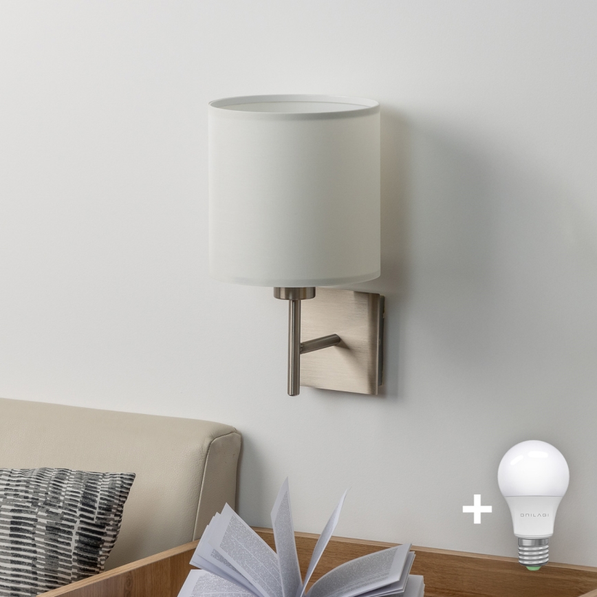Eglo - LED  Nástenné svietidlo TUNJA 1xE27/60W/230V matný chróm/biela
