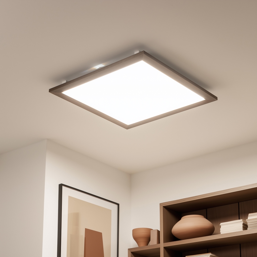 Eglo - LED povrchový panel SALOBRENA WOOD LED/31W/230V 64x64 cm tmavohnedý