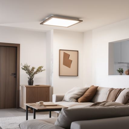 Eglo - LED povrchový panel SALOBRENA WOOD LED/31W/230V 64x64 cm tmavohnedý